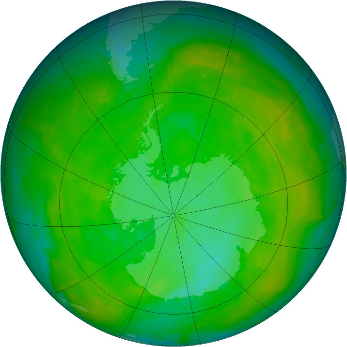 Antarctic ozone map for 26 December 1982